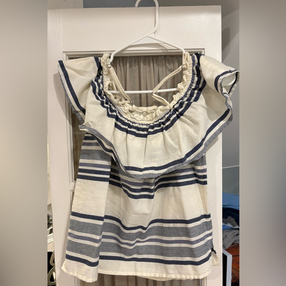 Splendid Striped Ruffle Halter Top